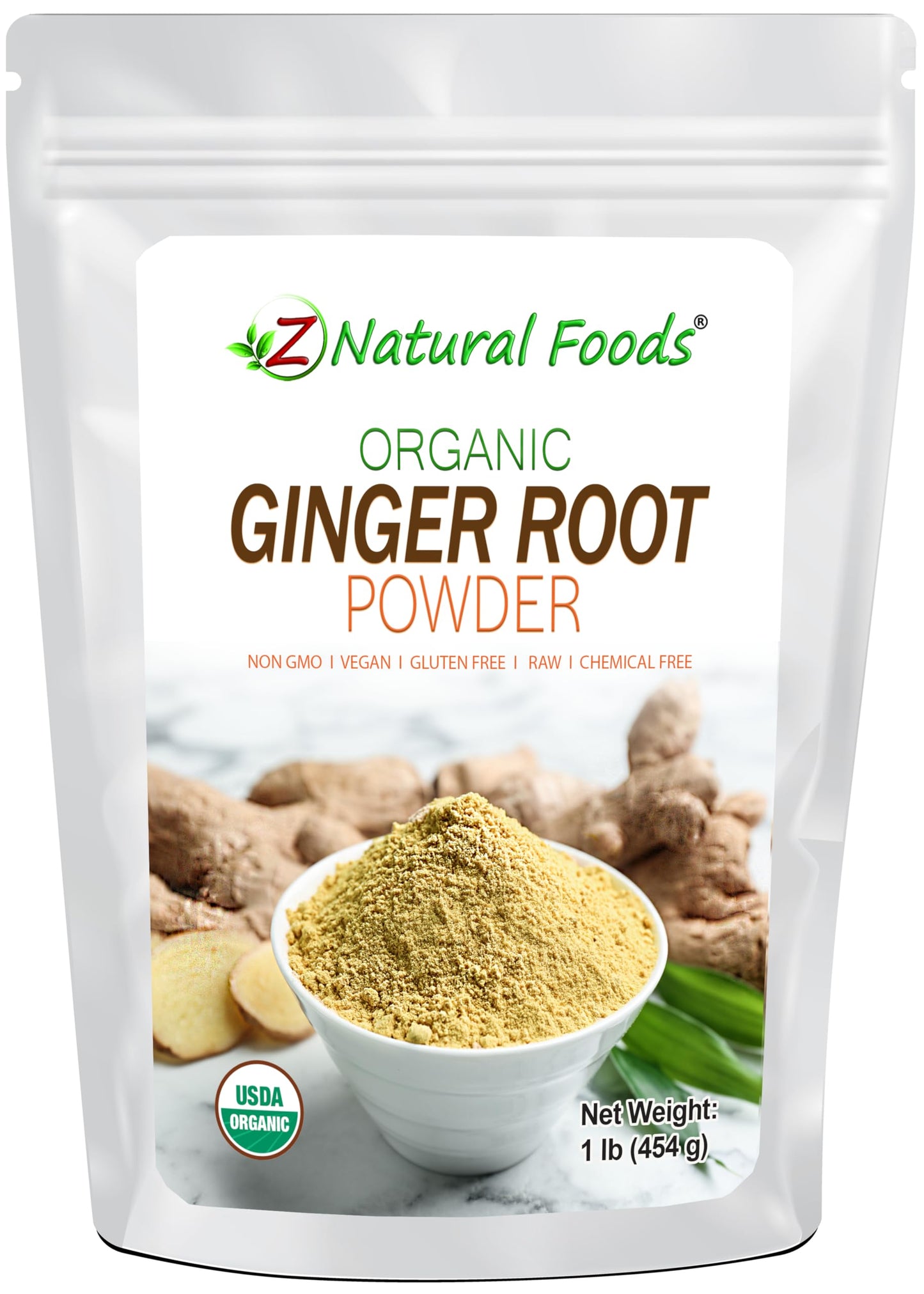 Z Natural Foods Organic Ginger Root Powder - Non-GMO, Gluten-Free, Vegan - 16 Ounce