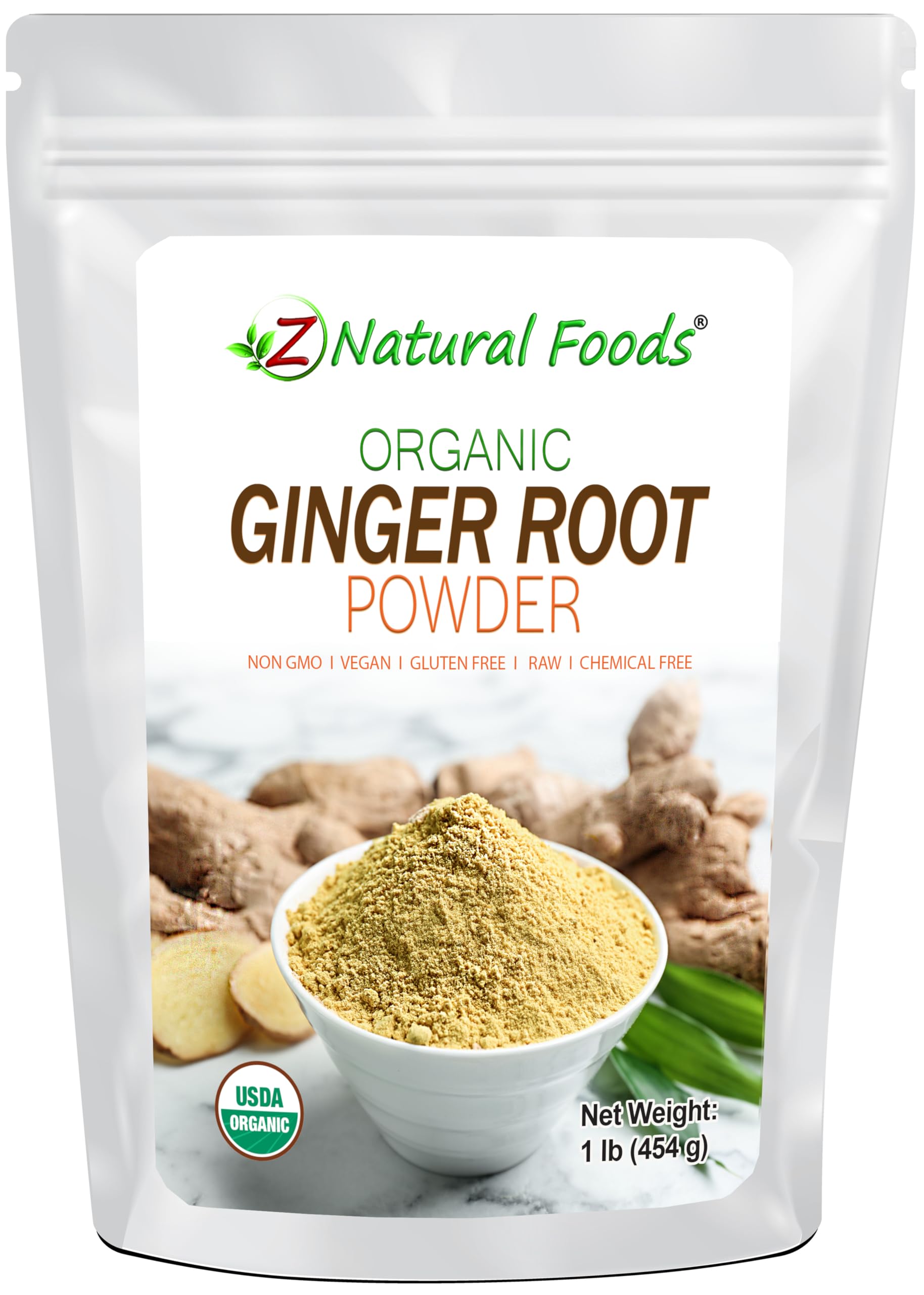 Z Natural Foods Organic Ginger Root Powder - Non-GMO, Gluten-Free, Vegan - 16 Ounce