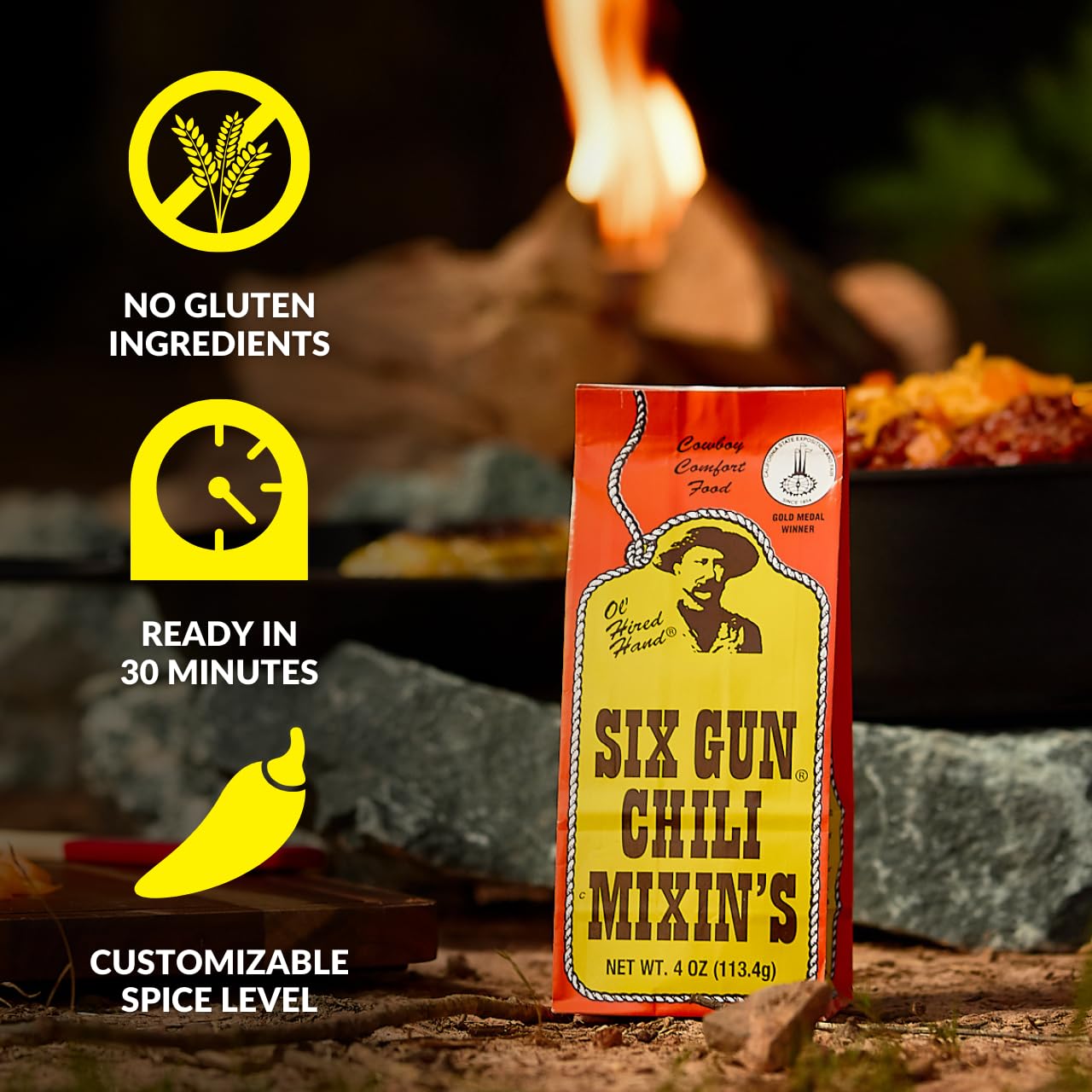 Six Gun Chili Mixins Original Chili Seasoning Mix 6 Pack - Authentic Texas Chili Kit with Spices and Seasonings for Homemade Chili  Easy Dinner  No MSG  Bold Flavor  Gluten Free