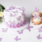50Pcs Edible Purple Butterfly Cupcake Toppers Edible Wafer Paper butterfly Decorations for Women Girls' Happy Birthday Cake Topp