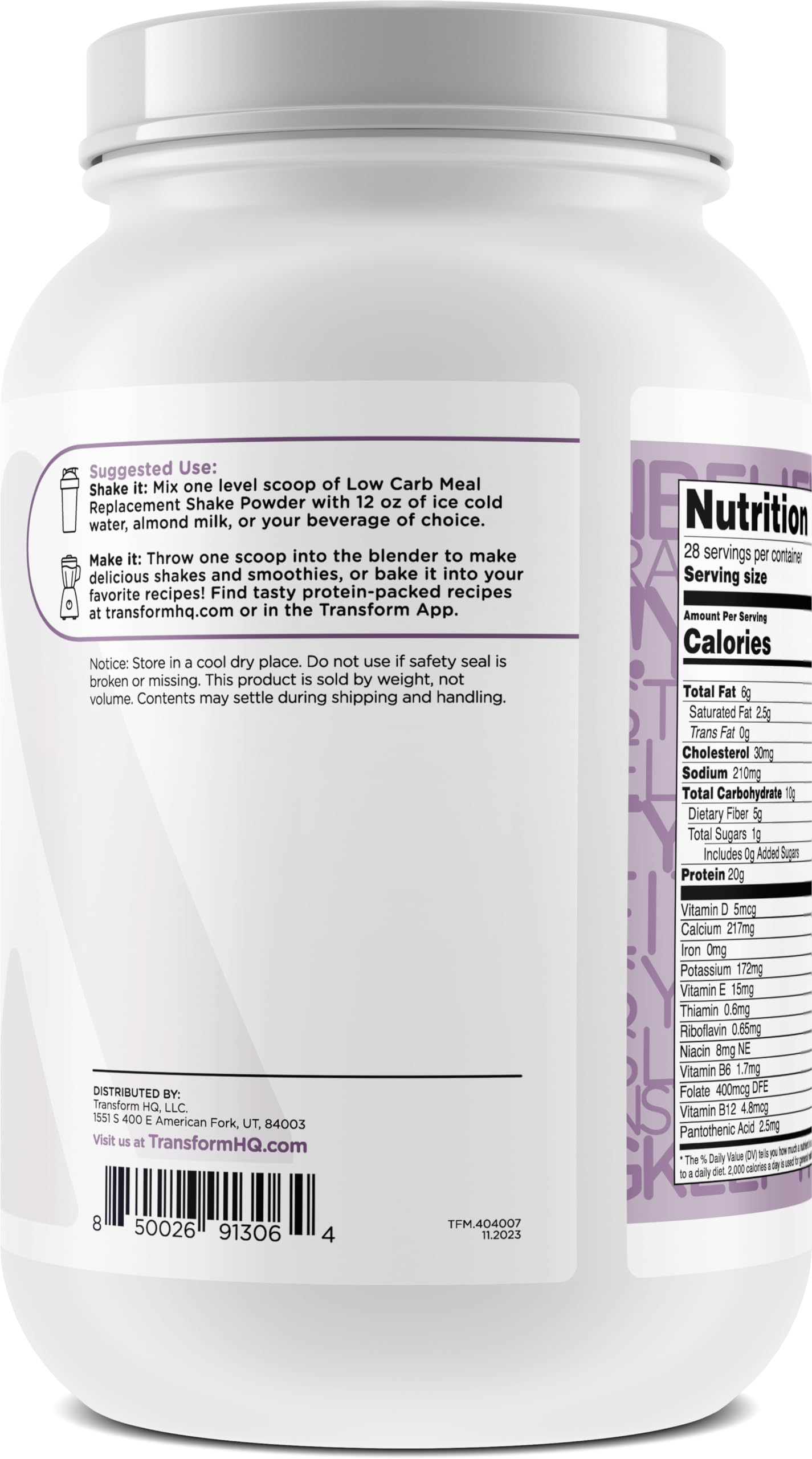 TransformHQ Meal Replacement Shake Powder - Blueberry Cheesecake, Gluten Free, Non-GMO, 40 Ounce (Pack of 1)