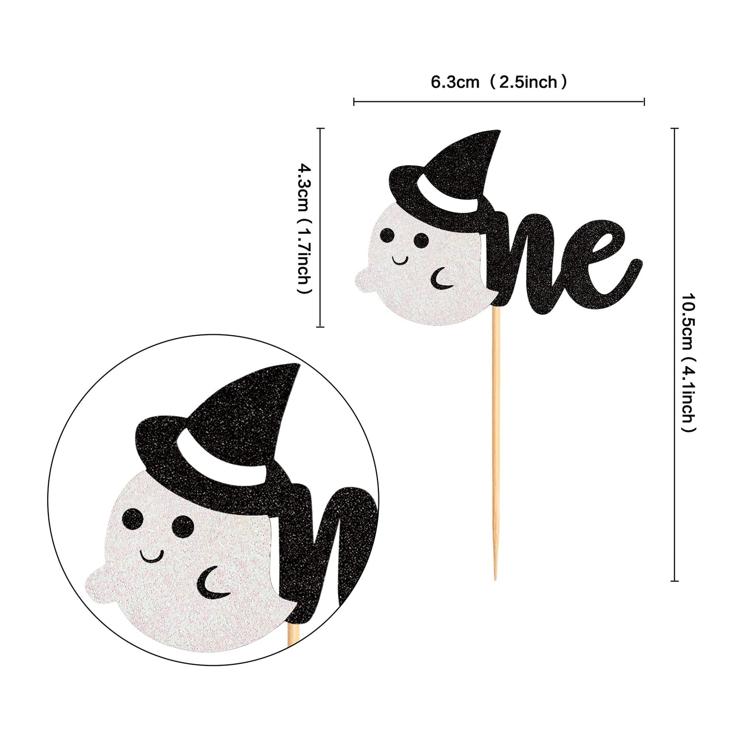 Ercadio 24 Pack Ghost One Cupcake Toppers Glitter Halloween Baby Ghost Cupcake Picks Ghost 1St Cupcake Decors Ghost One Cupcake