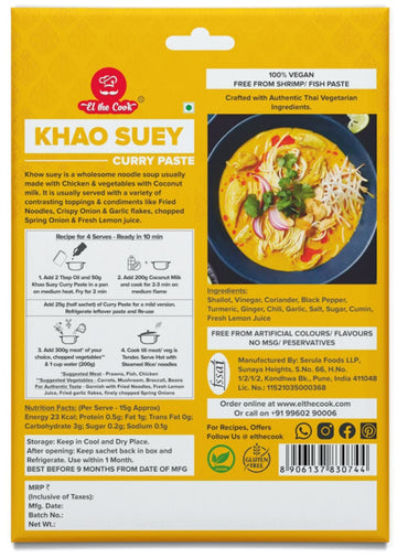 Burmese Khao Suey Paste 50G + Coconut Powder 50G | Ready To Cook Kit | Serves 4, Vegetarian, No Msg