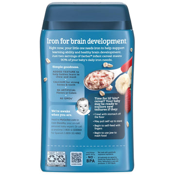 Gerber Lil' Bits Baby Cereal, Oatmeal Banana Strawberry, 8 Ounce (8 Oz (Pack Of 2))