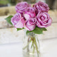 KaBloom Fresh Cut Purple Roses Bouquet - 6 Long-Stem Flowers with Vase - Mothers Day Gift