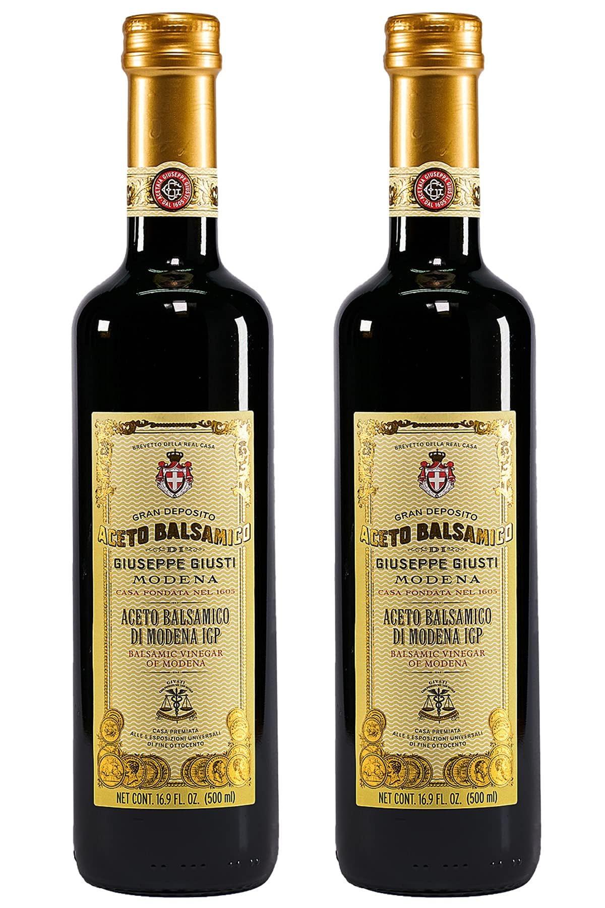 Giusti Balsamic Vinegar of Modena IGP – Authentic Italian Aceto Balsamico di Modena IGP, Made in Italy, Perfect for Marinades, Vinaigrettes & Sauces – 16.9 fl oz (500 ml) - Pack of 2