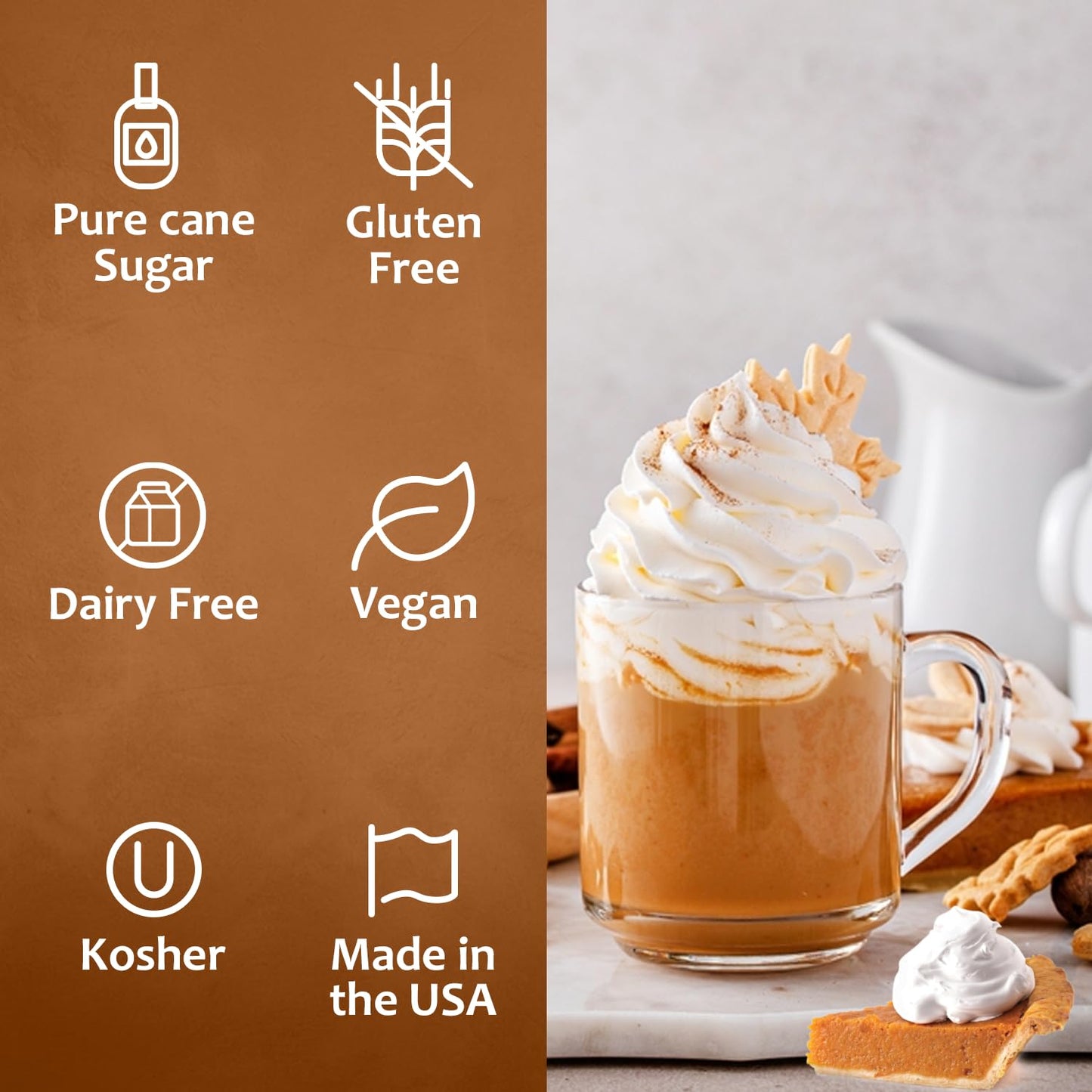 Syruvia Pumpkin Pie Syrup - Pumpkin Pie Coffee Syrup Flavor, 25.4 Fl Oz, Kosher, Gluten Free, Perfect For Coffee, Drinks, Soda,