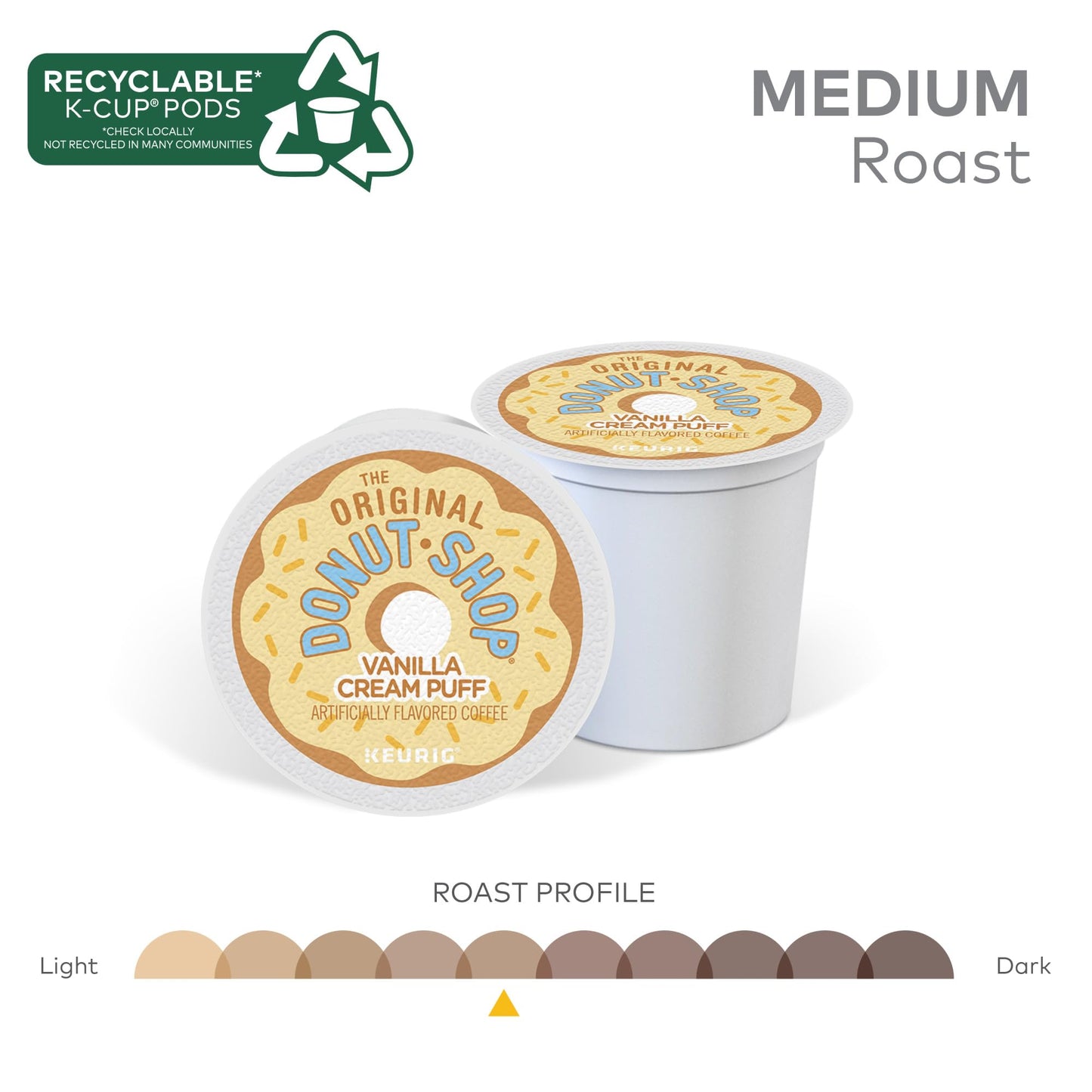 The Original Donut Shop Vanilla Cream Puff Coffee, Keurig Single Serve K-Cup Pods, Medium Roast, 96 Count (4 Packs Of 24)