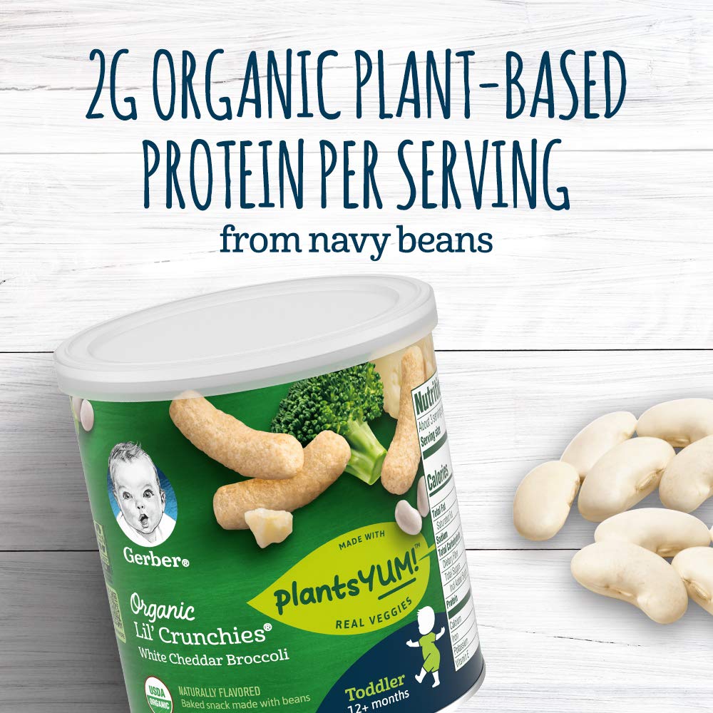 Gerber Snacks For Baby Organic Lil Crunchies, White Cheddar & Broccoli And Mild Cheddar & Veggie Dip Value Pack