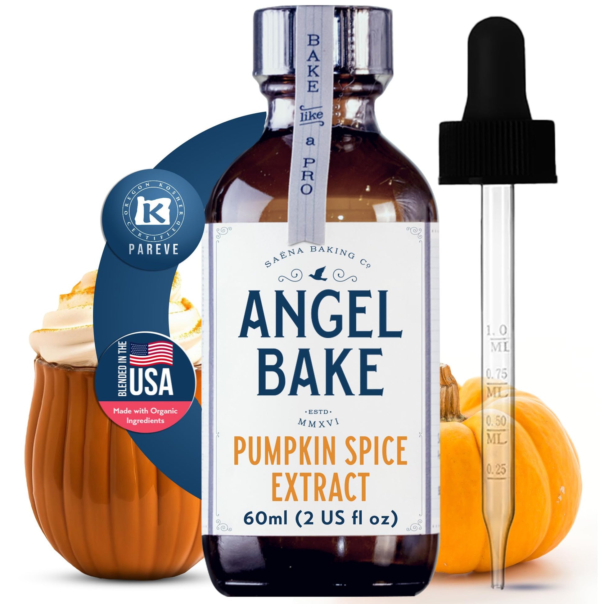 Pure Pumpkin Spice Extract For Baking And Mixology - 100+ Servings. Top-Grade Natural Flavoring For Cooking  Desserts  & Beverages - Kosher  Keto Friendly  Vegan & Gluten-Free (2 Oz Extract With Latex-Free Dropper)
