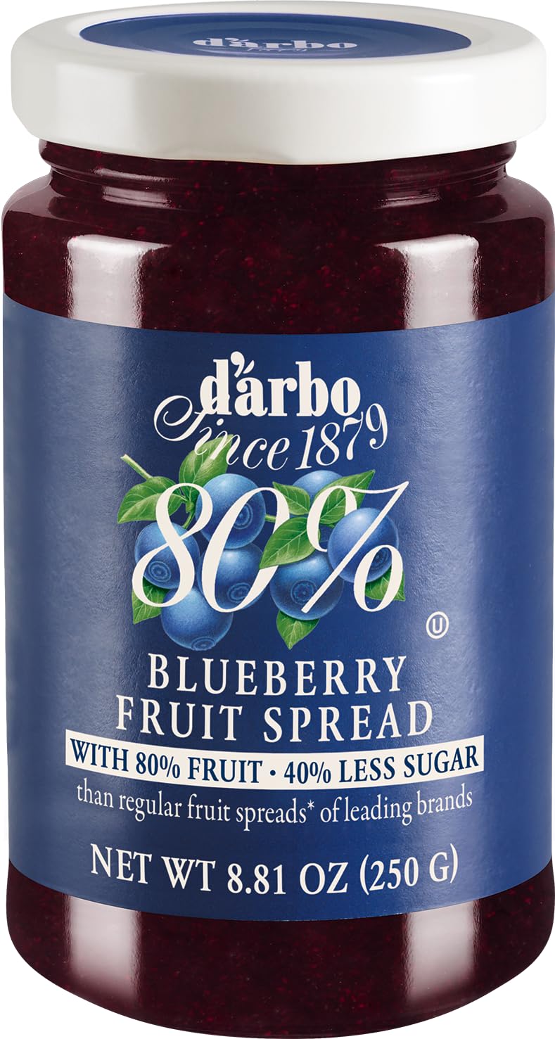 Darbo Blueberry Spread, 80% Fruit, All Natural, 40% Less Sugar - 8.81oz