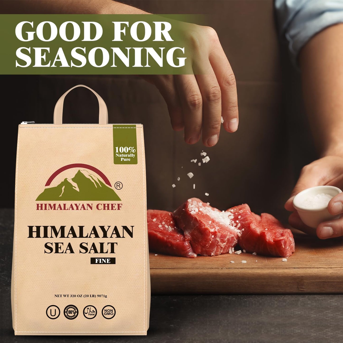 Himalayan Chef Gourmet Sea Salt, Fine Grain 320 Ounce, Classic Sea Salt Bag, All-Natural & Pure, Unrefined, Gluten Free, Sea Sal