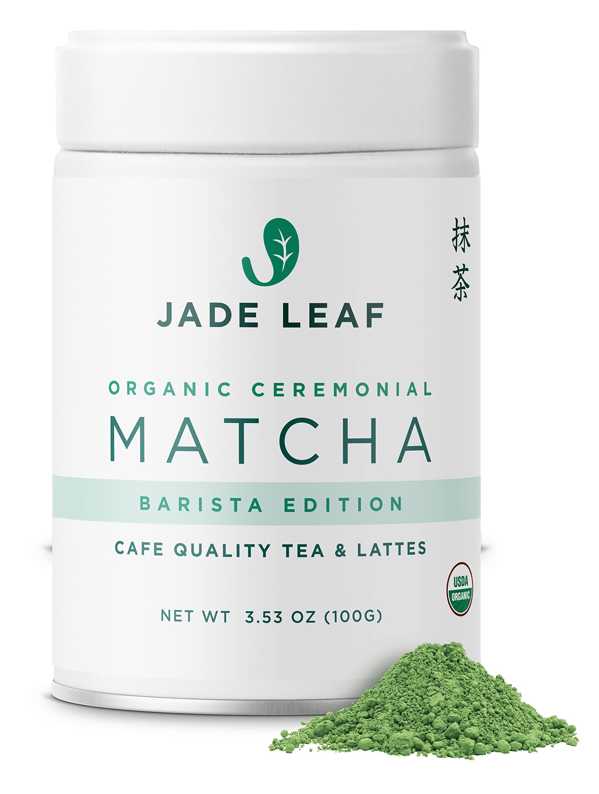 Jade Leaf Matcha Organic Ceremonial Grade Green Tea Powder - Barista Edition For Cafe Quality Tea & Lattes - Authentic Japanese Origin (3.53 Ounce Tin)
