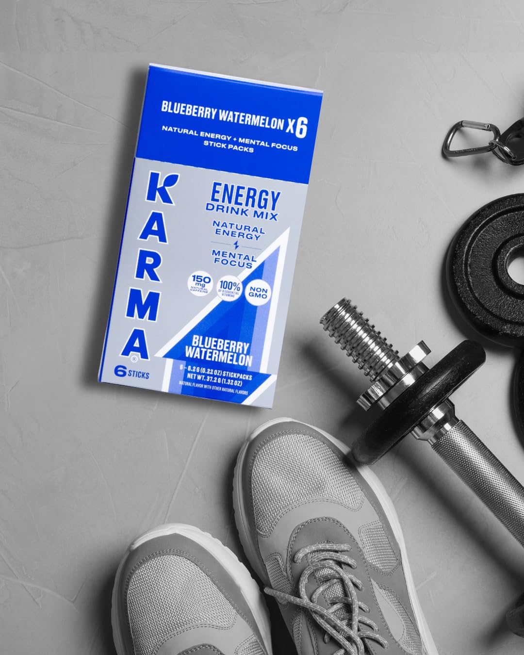 Karma Energy Hydration Packets - 6 Pack  Blueberry Watermelon Drink Mix with Cognizin Nootropics  Vitamins & Immune Support  Low Calorie