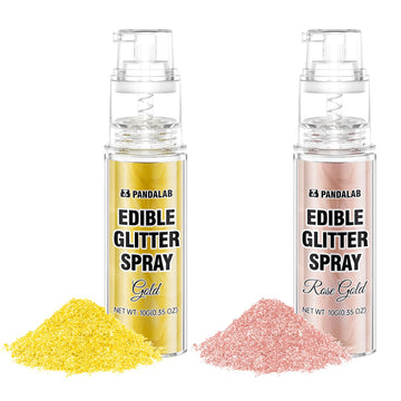 Pandalab Edible Glitter Spray - Gold & Rose Gold Luster Dust for Desserts & Drinks - 0.35oz Bottle