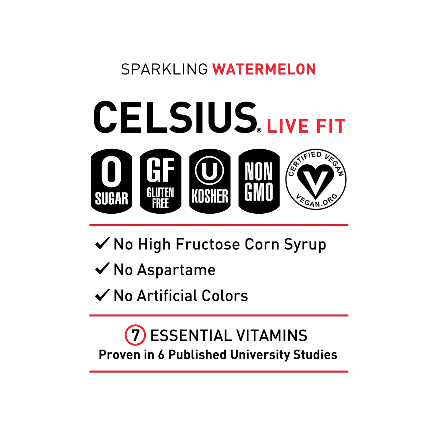 Celsius Sparkling Watermelon, Functional Essential Energy Drink, 12 Fl Oz (Pack Of 24)
