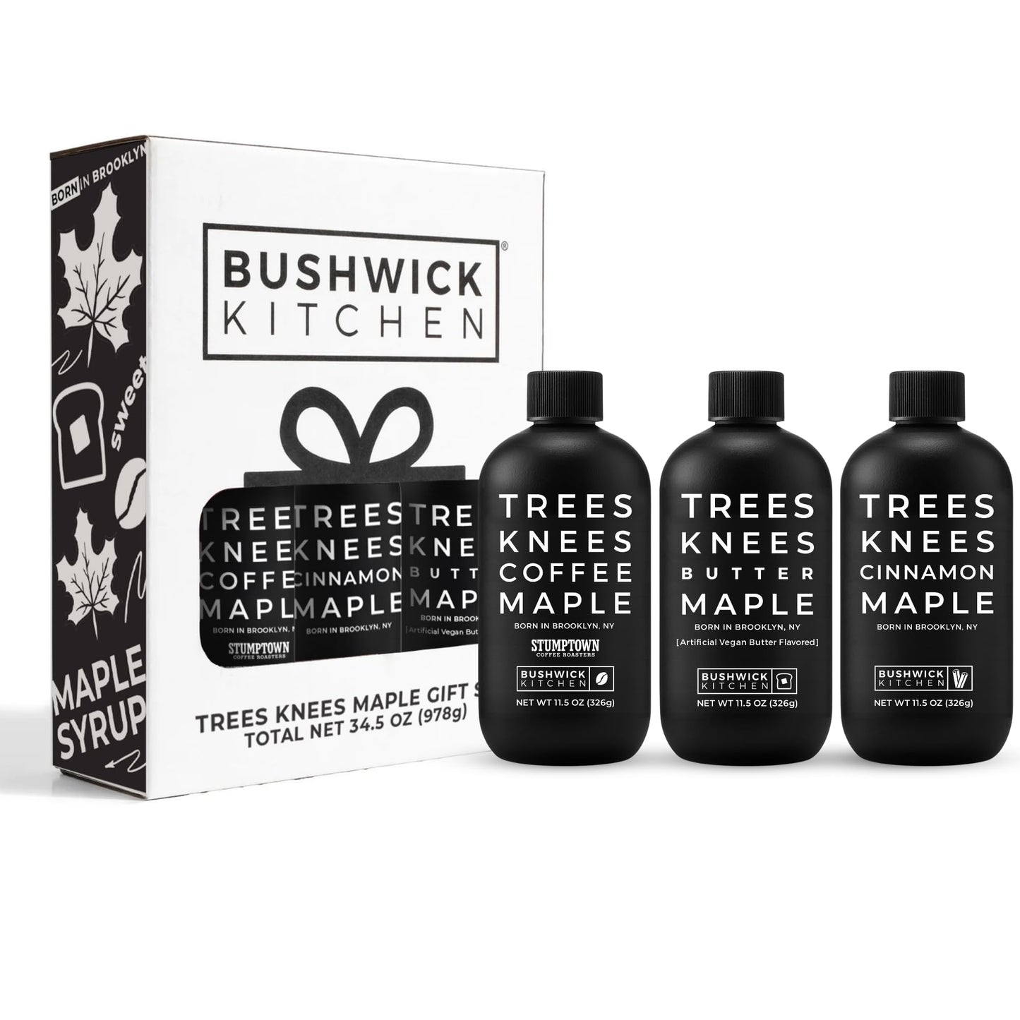 Bushwick Kitchen Trees Knees Maple Syrup Gift Set, Trio of Flavors, 11.5 Ounce (Pack of 4)