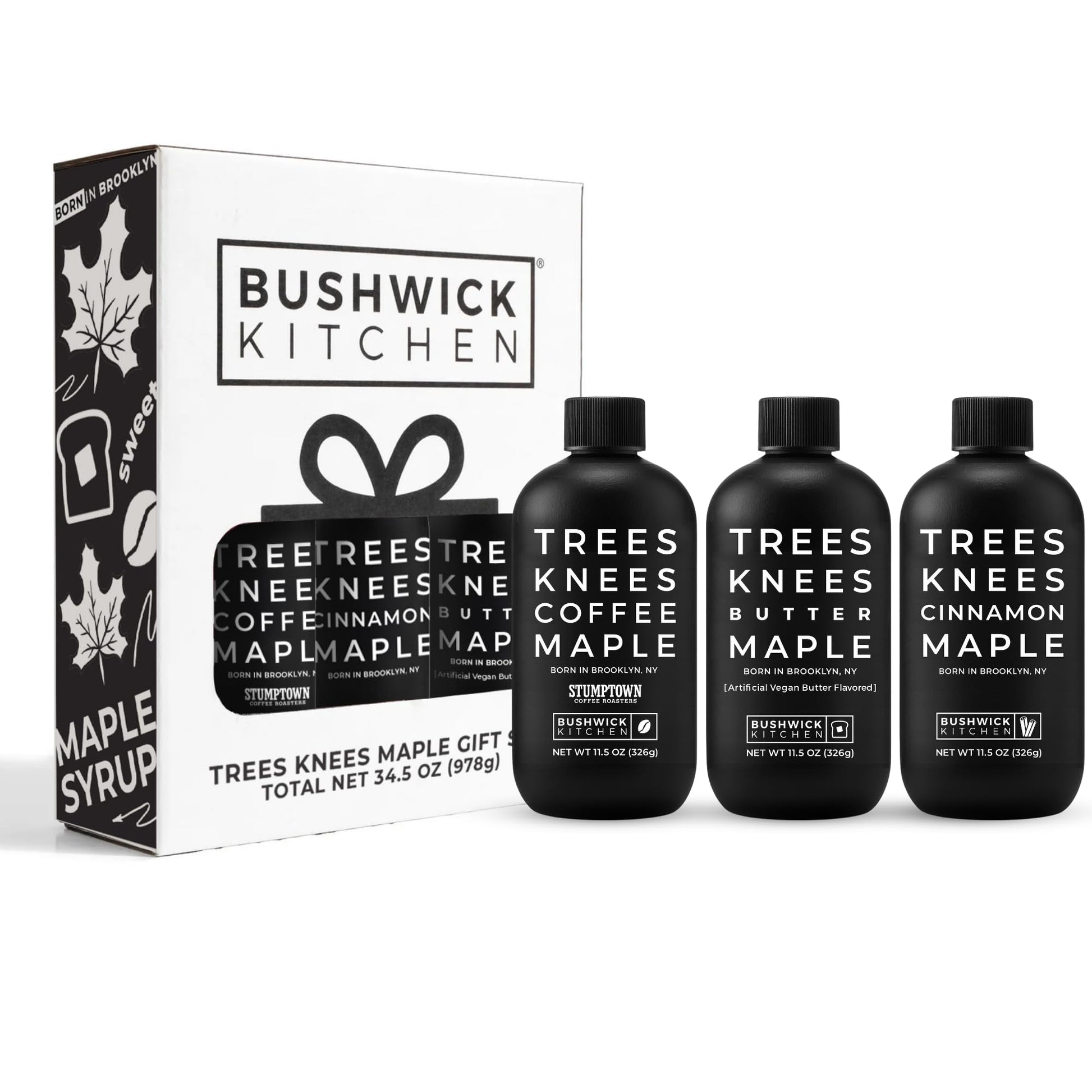 Bushwick Kitchen Trees Knees Maple Syrup Gift Set, Trio of Flavors, 11.5 Ounce (Pack of 4)