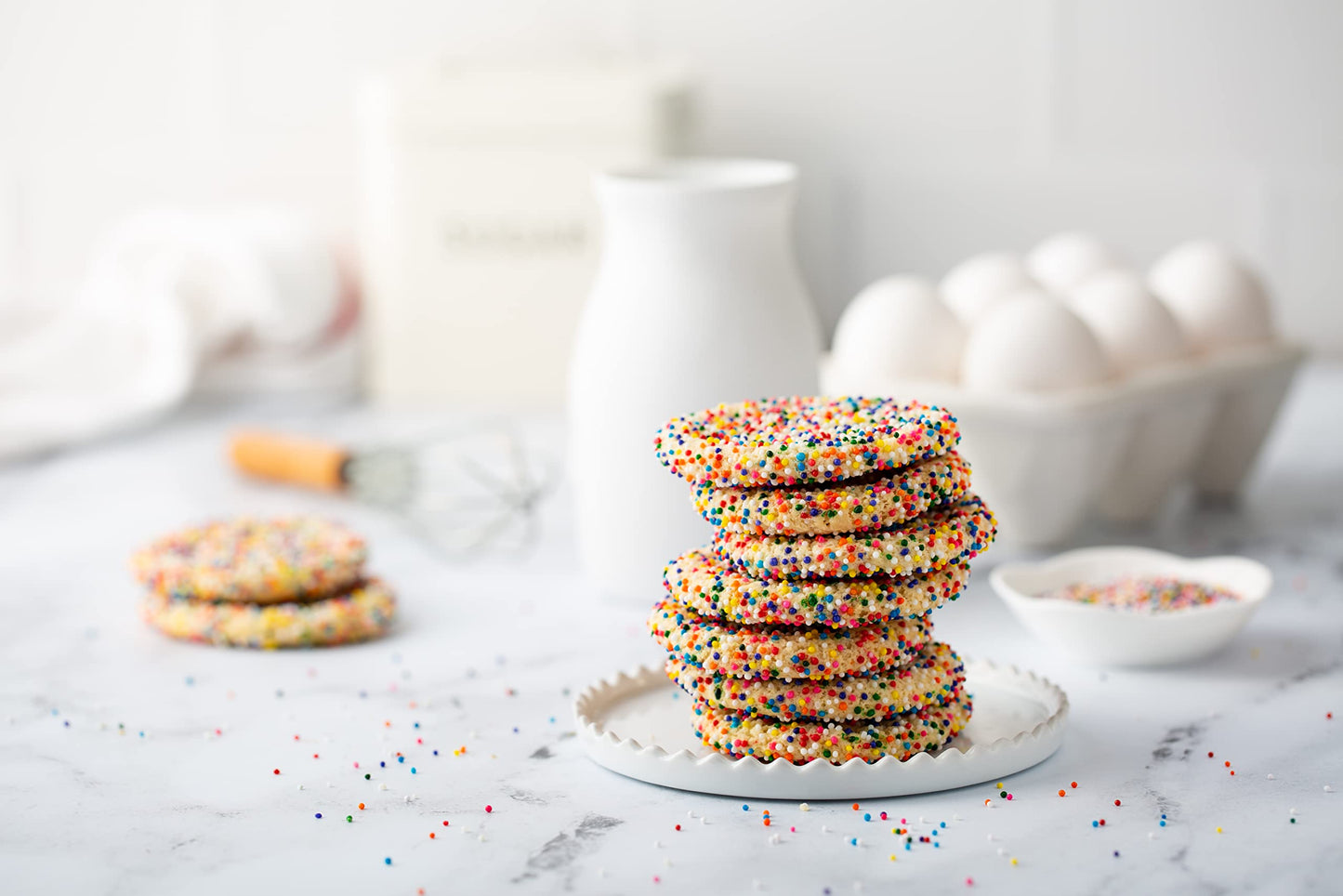 Rainbow Nonpareil Sprinkles - 1.8 Pounds - Non-Pareil Sprinkles For Ice Cream - Bulk Rainbow Sprinkles For Cookies, Cupcakes, Cake Decorating - Mini Round Birthday Sprinkles