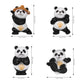 Gadpiparty Mini Panda Figurines - 4pcs PVC Kung Fu Statues for Fairy Garden Decor - White and Black