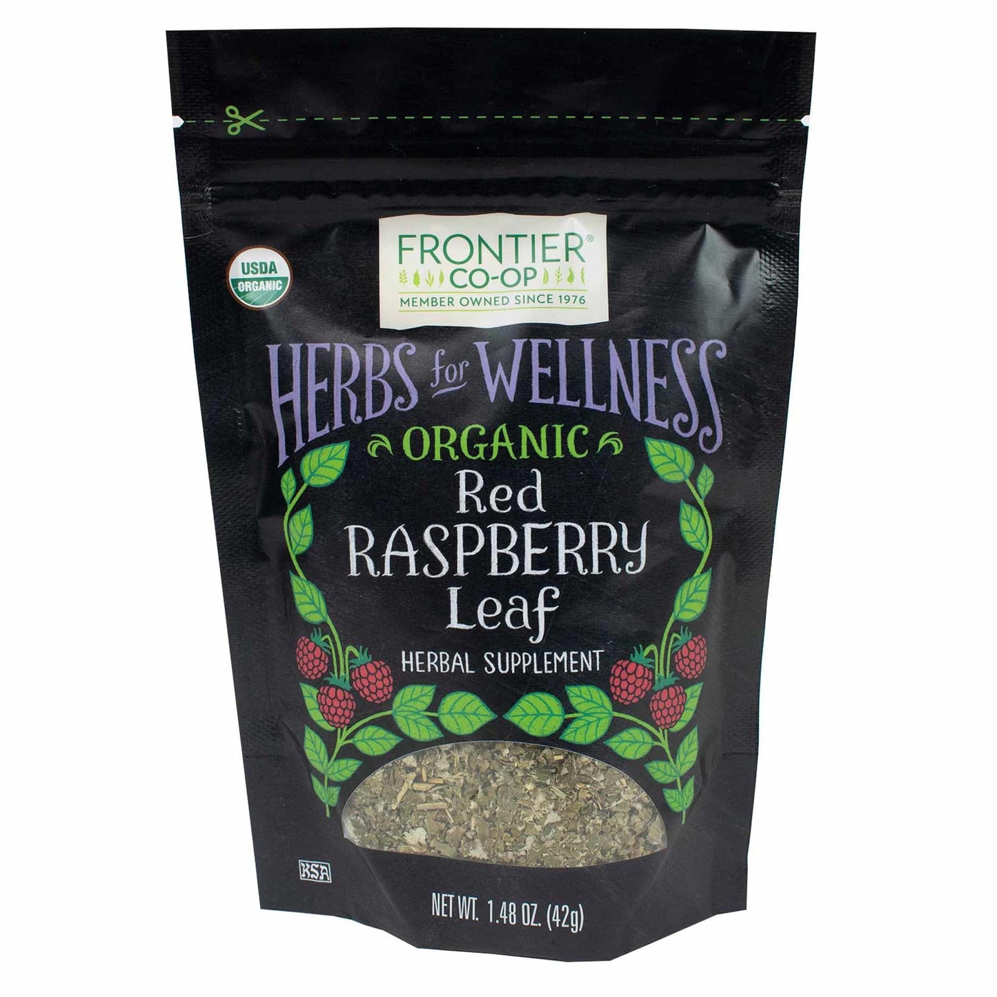 Frontier Co-op Organic Cut and Sifted Red Raspberry Leaf Tea, Caffeine Free, 1.48oz