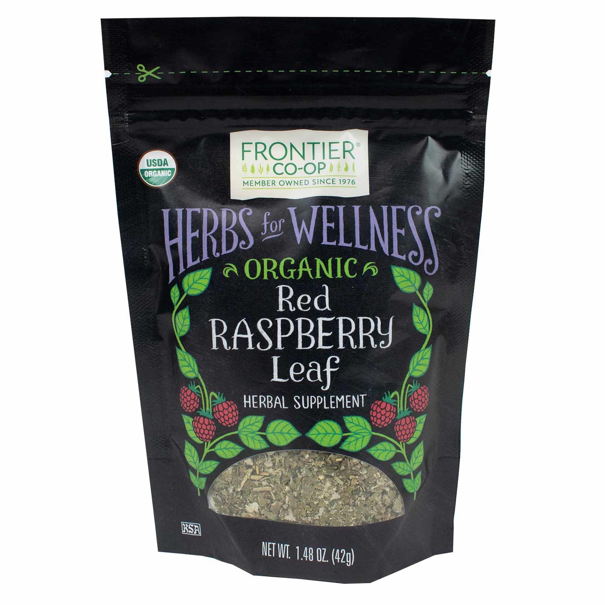 Frontier Co-op Organic Cut and Sifted Red Raspberry Leaf Tea, Caffeine Free, 1.48oz