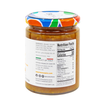 Bono Sicilian Organic Marmalade | Made With Fresh Fruit | Less Sodium | Gluten Free | Cultivated Exclusively In Sicily, 12.4 Oz