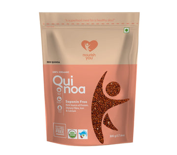 NOURISH YOU Organic Red Quinoa Seeds 500G | USDA Certified Grain | Gluten Free | High Protein | Fibre Rich Healthy Diet Food For
