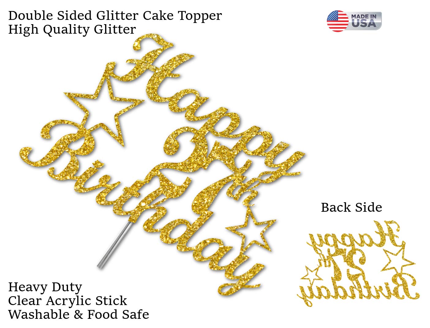 27 Birthday Cake Topper Gold Glitter, Party Decoration Ideas, Premium Quality, Sturdy Doubled Sided Glitter, Acrylic Stick. Made
