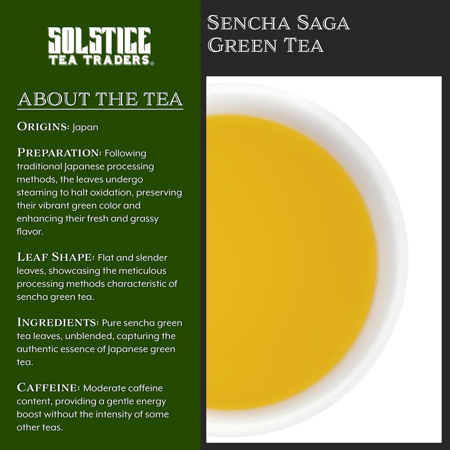 SOLSTICE TEA TRADERS Loose Leaf Sencha Green Tea, 1 LB, Bulk 16-Ounces, Japanese Style, Approx 200+ Cups