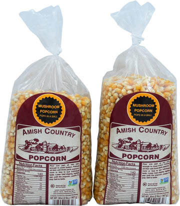 Amish Country Popcorn | 2-2 lb Bags | Mushroom Popcorn Kernels | Old Fashioned, Non-GMO and Gluten Free