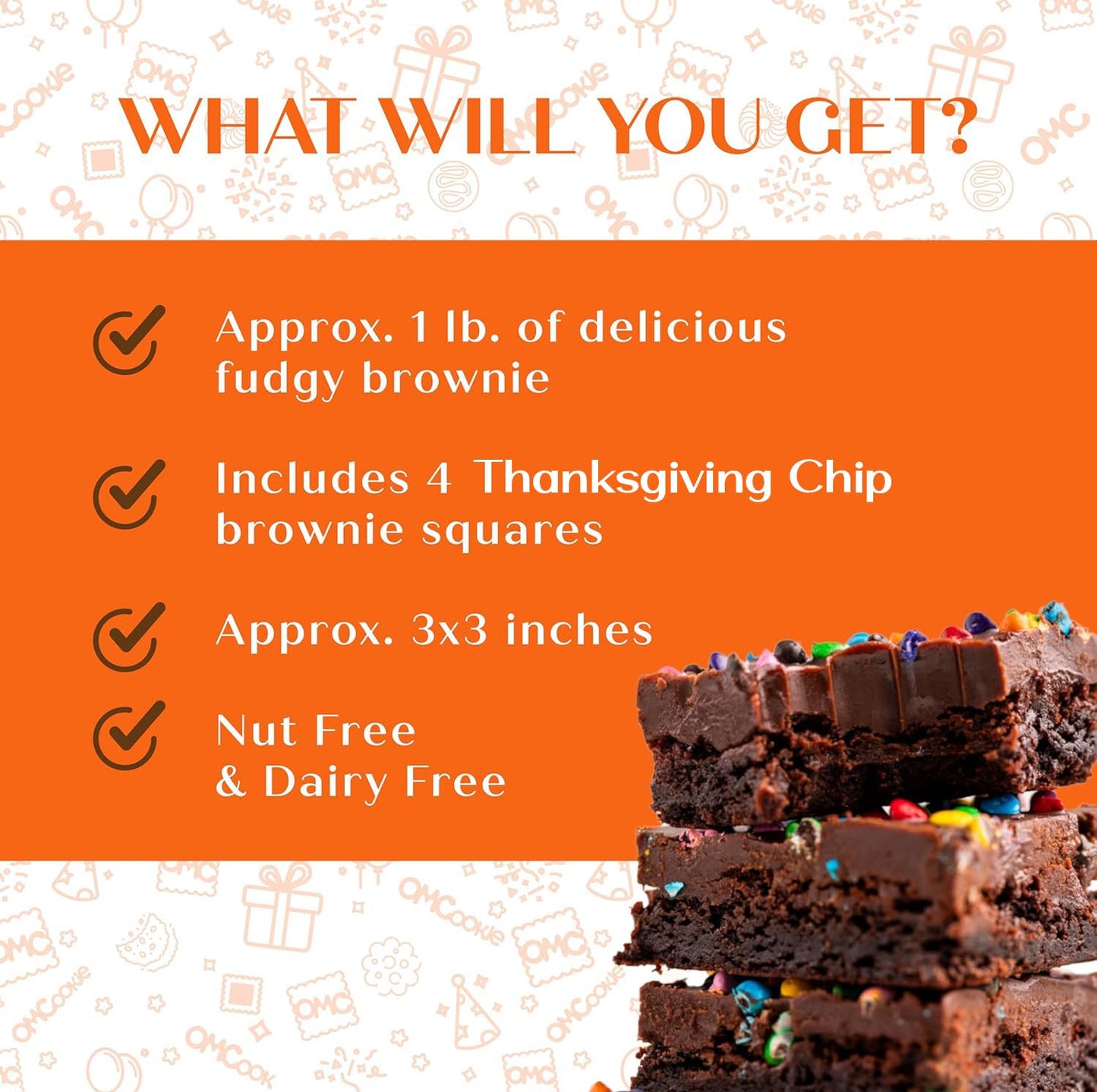 Happy Thanksgiving Cookies Brownies Gift Basket Chocolate Cake Food For Men Women Package | Nut Free