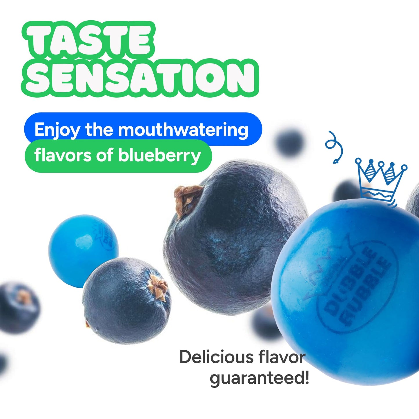Global Gumball Gumballs - Blueberry Flavor - 1 Inch - 2 Lb Blue Gumballs for Gumball Machines