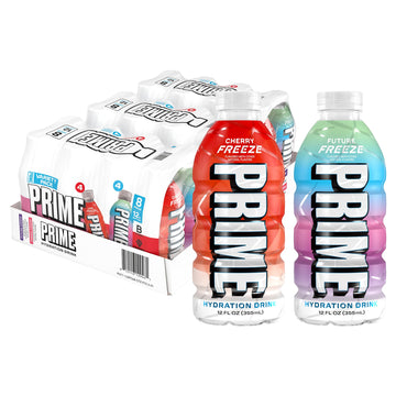 Prime Hydration Cherry Freeze & Future Freeze Sports Drinks With Coconut Water  Electrolyte Enhanced To Replenish Fluids  Zero Added Sugar  B Vitamins  Antioxidants  Natural Flavors  12 Fl Oz 24 Pack
