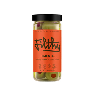 Filthy Food Premium Pimento Stuffed Olives, Non-GMO, Gluten Free, Vegan, 8.5 Oz Jar, 14 Olives