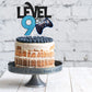 Caiwowo Level 9 Game Birthday Cake Topper - Blue Paper Decoration for Boys 9th Birthday Party