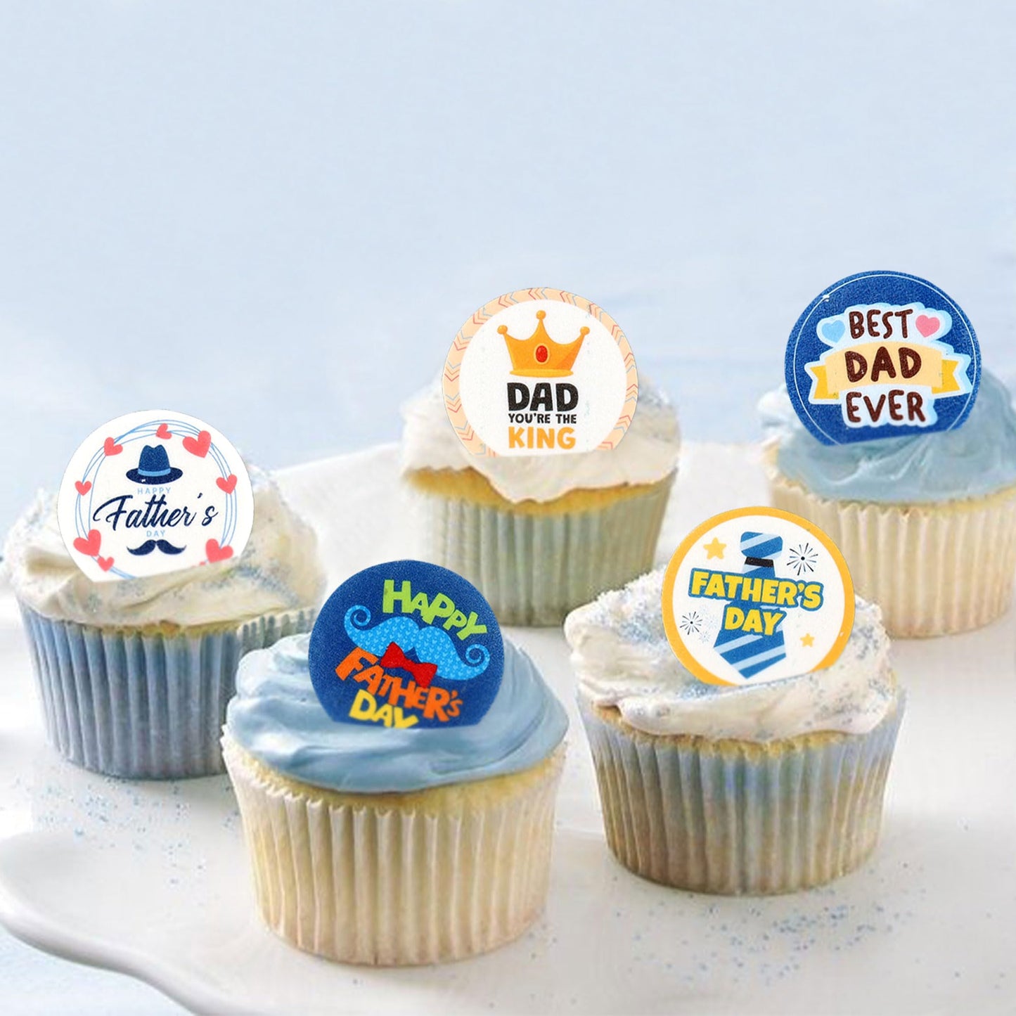 Ouksma Edible Rice Paper Cupcake Toppers, 56 Pcs, Dad-Themed Designs for Cake & Dessert Decorations