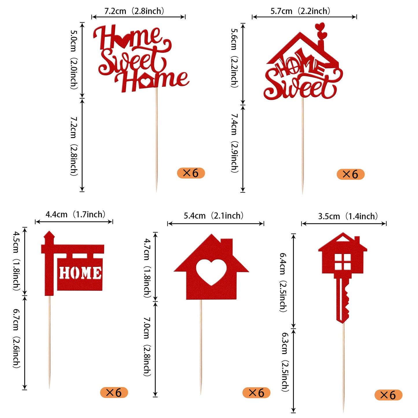 Rsstarxi 30 Pack Sweet Home Cupcake Toppers Key Housewarming Cupcake Picks Housewarming Party Decorations For Welcome New Home House Warming Party Cake Decorations Red