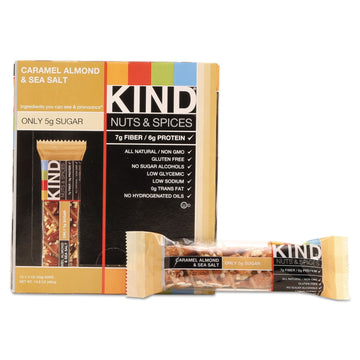 Kind 18533 Nuts And Spices Bar, Caramel Almond And Sea Salt, 1.4 Oz Bar, 12/Box