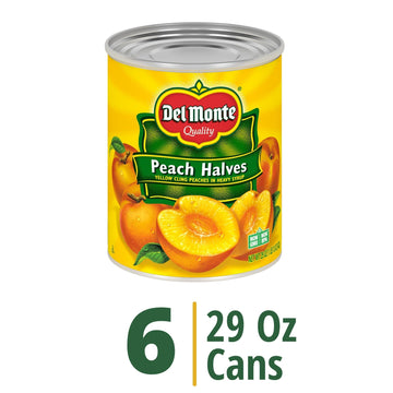 Del Monte Canned Peach Halves in Heavy Syrup, Pack of 6, 29 oz Can, 1.81 lb Total