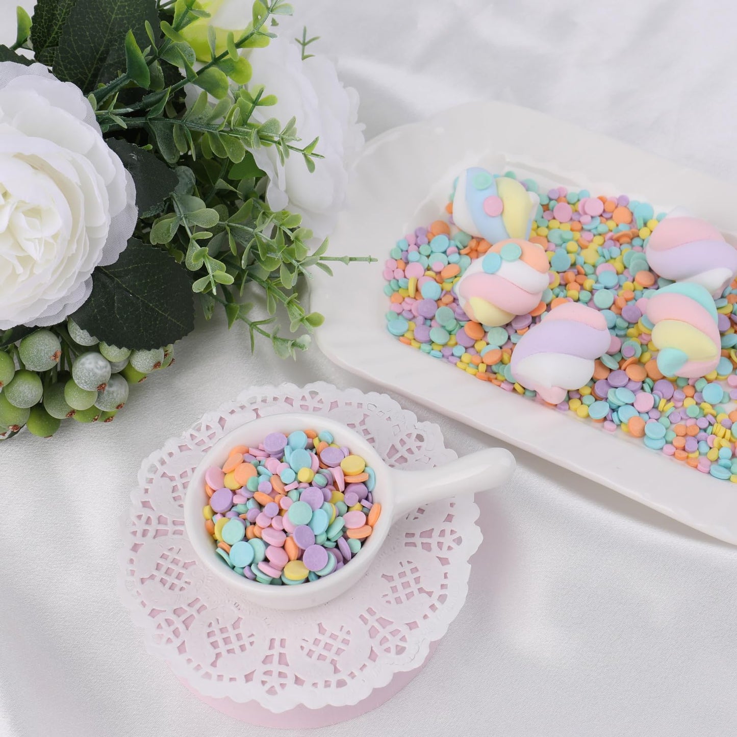 Pastel Confetti Sprinkle For Cake Decorating, Mix Rainbow Flat Round Sugar, Ideal For Cookie, Macaron, Cupcake, Ice Cream Topper