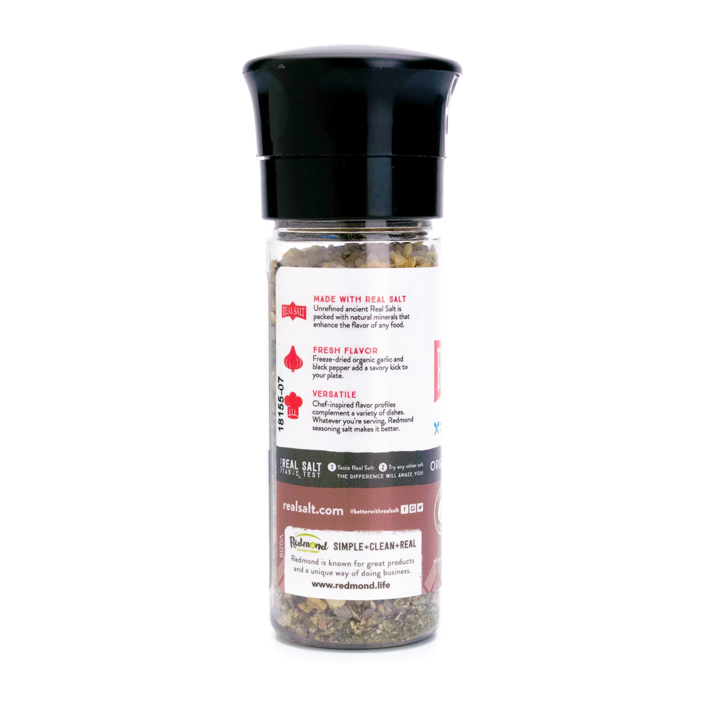 Redmond Real Sea Salt - Natural Unrefined Organic Gluten Free, Garlic Pepper Grinder