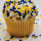 NCS Dark Blue, Yellow, and White Edible Jimmie Sprinkles, 8 ounces - Great for Cupcakes, Cookies, Cakes, Cakes Pops