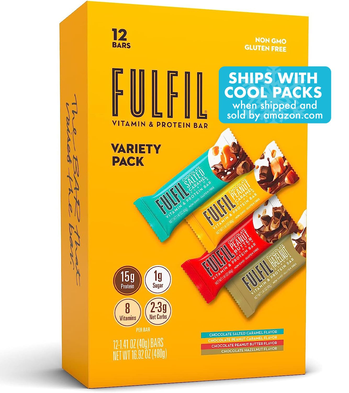 Fulfil Protein Snack Bars, Best Sellers Variety Pack,15G Protein, Pantry Staples, 12 Count