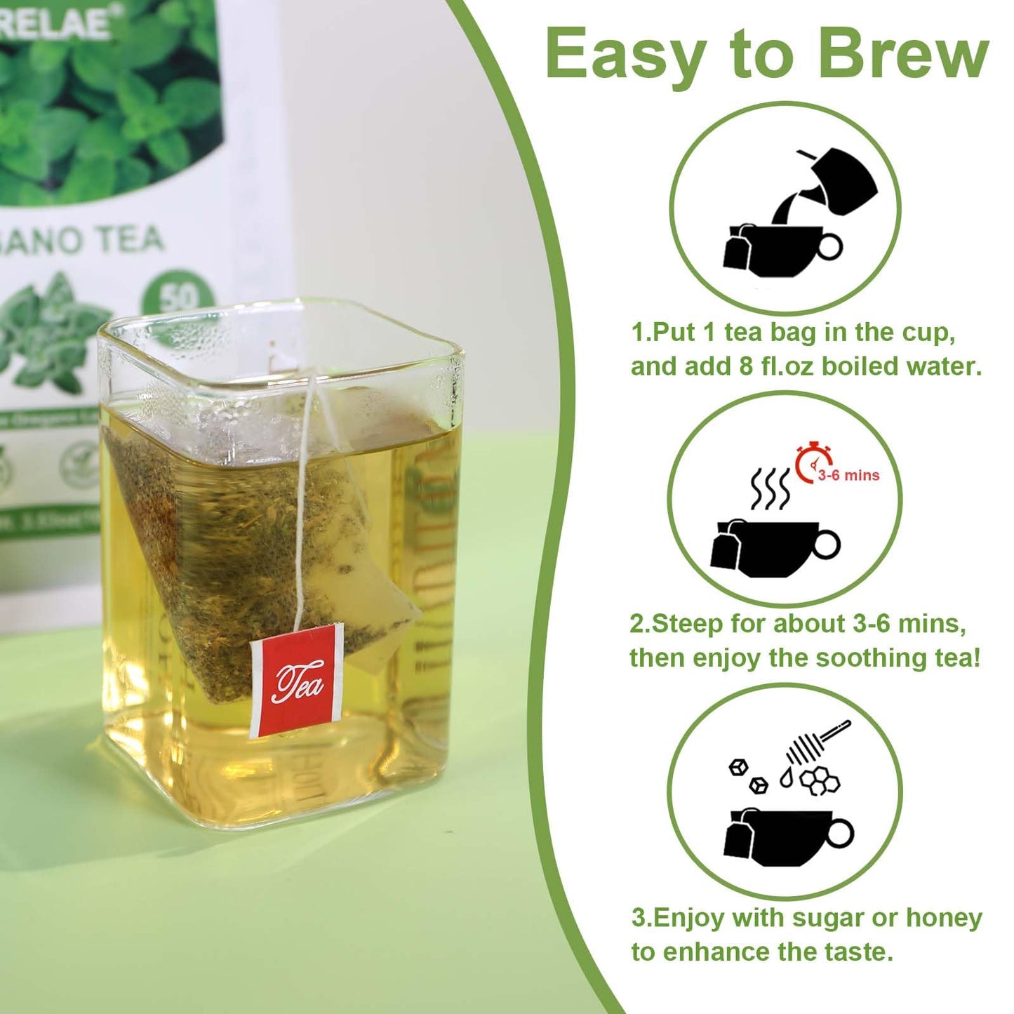 TEARELAE Oregano Tea Bags - Premium Natural Oregano Leaves - 50 Count - Non-GMO, Caffeine-Free