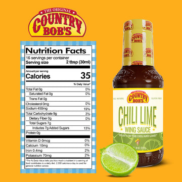 Country Bob'S Chili Lime Wing Sauce - Zesty & Spicy Flavor, Made With Pure Ingredients, Small Batch Crafted, Ideal For Wings, Ho
