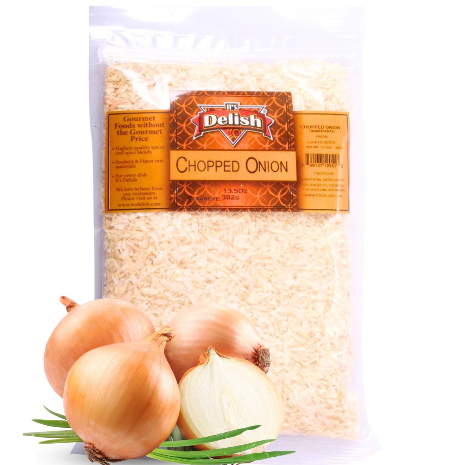 Gourmet Dried Chopped Onion By Its Delish  5 Lbs Bulk - Top-Grade  No Preservatives  All Natural Dehydrated Onions Flakes  Certified Kosher