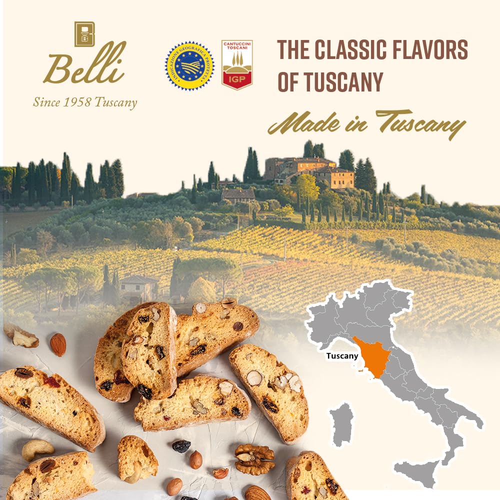 Italian Orange And Chocolate Biscotti | Made In Tuscany, Italy | Belli Traditional Semi Soft Biscuits
