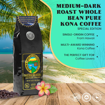 Kona Gold Ultraviolet Blu Light Infused Biodynamic Special Edition | Freshly Roasted Organic Whole Coffee Beans | Made From Prem