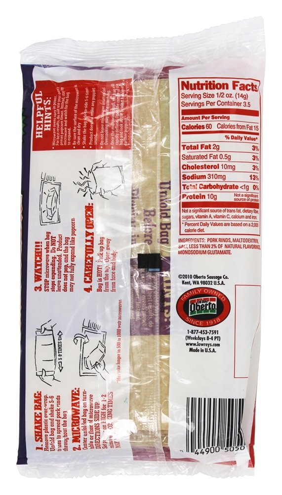 Lowreys Hot and Spicy Microwave Pork Rinds 1.75 oz. Packet - Case of: 18;18